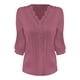 thumbnail image 5 of Sudadera con cremallera,Camiseta informal de mujer con cuello en V y manga 3/4, poliéster, color liso, para uso diario, sopatenor, 5 of 9