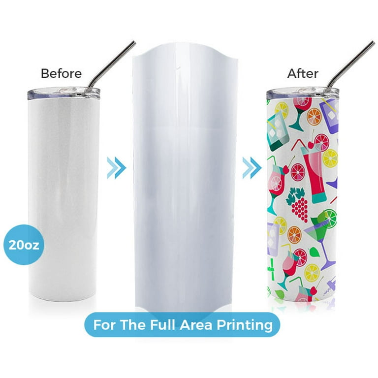 20Pcs White Sublimation Shrink Wrap Sleeves for Tumblers Water Bottle Mugs  