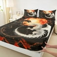 thumbnail image 3 of Feelyou Black White Dragon Queen Sheet Sets, Red Moon Volcano Flame Flat Sheet, Wild Animal Wildlife Queen Fitted Sheet for Boys, Kids Room Decor, 3 of 7
