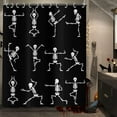 thumbnail image 2 of Touchbetter Halloween Shower Curtain, Cartoon Funny Skull Skeleton Dancing Bathroom Curtain Halloween Party Retro Bath Curtain Waterproof Fabric Machine Washable with 12 Hooks, 72"X84", 2 of 6