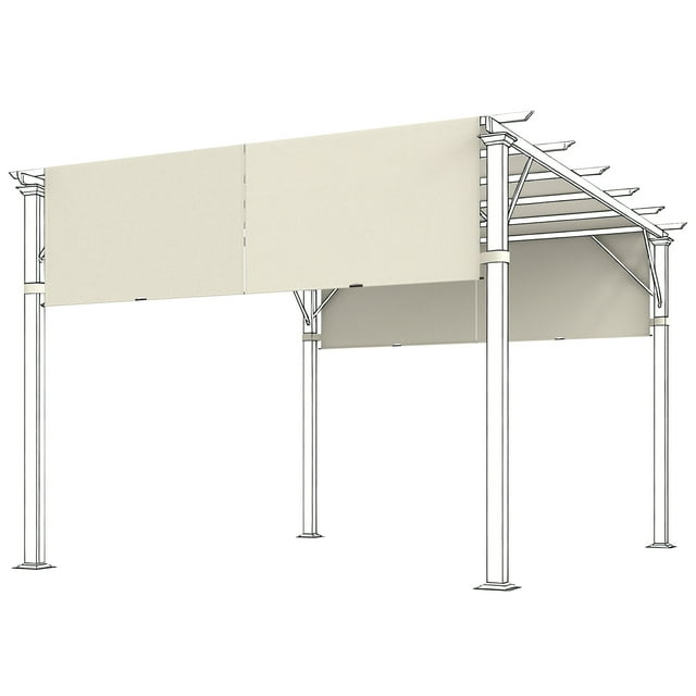 Outsunny 2 Pcs 16 x 4ft Pergola Shade, UV Protection Pergola Canopy, Cream