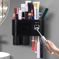 thumbnail image 1 of shiyou-Multifunctional Wall-Mounted Toothbrush Holder, Automatic Toothpaste Dispenser Space Saving Toothbrush and Toothpaste Holder, with 2 Cups and Drawers Cosmetic Organizer (Black), 1 of 4