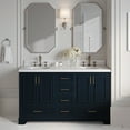thumbnail image 2 of Ariel Stafford 60 Inch Double Oval Sink Bathroom Vanity With Carrara White Quartz Countertop 1.5 Edge In Midnight Blue, 2 of 9