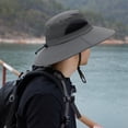 thumbnail image 5 of Sombrero para el sol para hombres y mujeres, impermeable, de ala ancha, plegable, para pesca, senderismo, jardín, safari, playa, 5 of 5