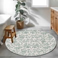 thumbnail image 4 of Turquoise Farmhouse Round Rug 3ft Area Rug Washable Soft Non-Slip 3' Circle Low Pile Rugs Vintage Flower Leaf Botanical Plant Carpet for Bedroom Living Room Entryway Home Office Dining Room, 4 of 9