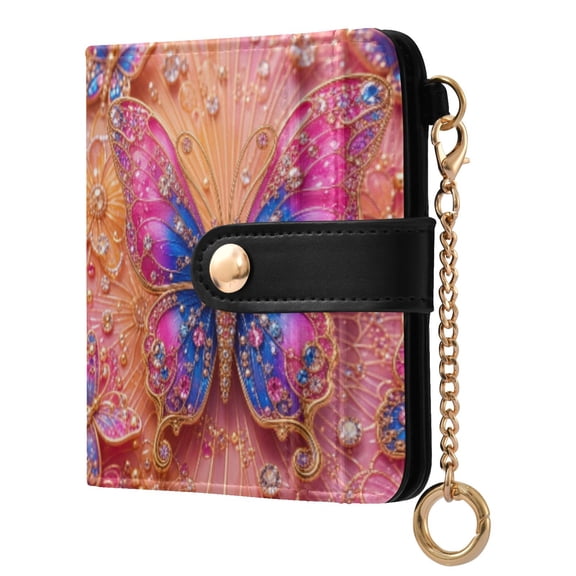 Womens Wallet PU Leather Bifold Small Purse with RFID Blocking Credit Card Holder Exquisite Butterfly Pattern