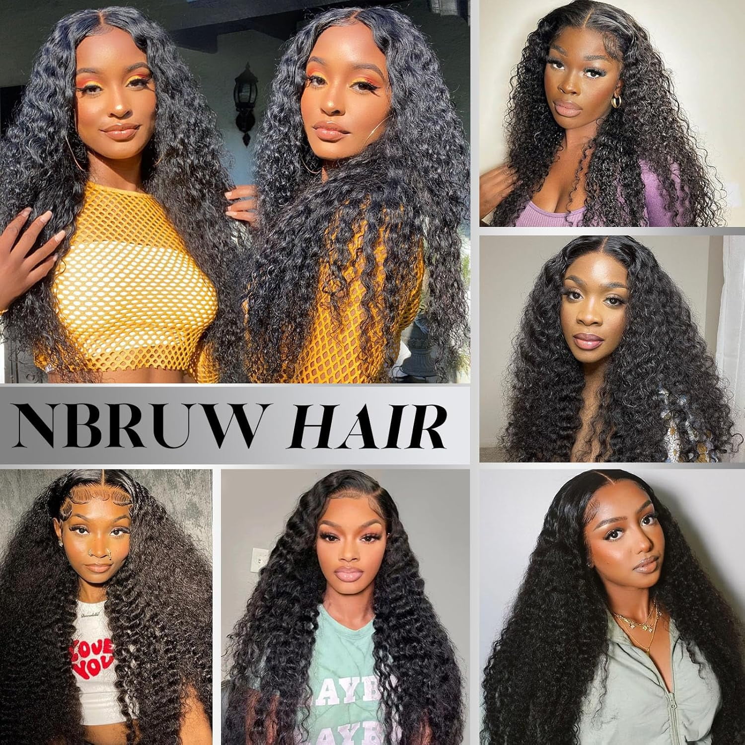 NBRUW 12A Grade 20 22 24 Inch 3*Bundles Natural Black 100% Virgin Human Hair Deep Wave Curly Multiple Lengths 3PCs Set