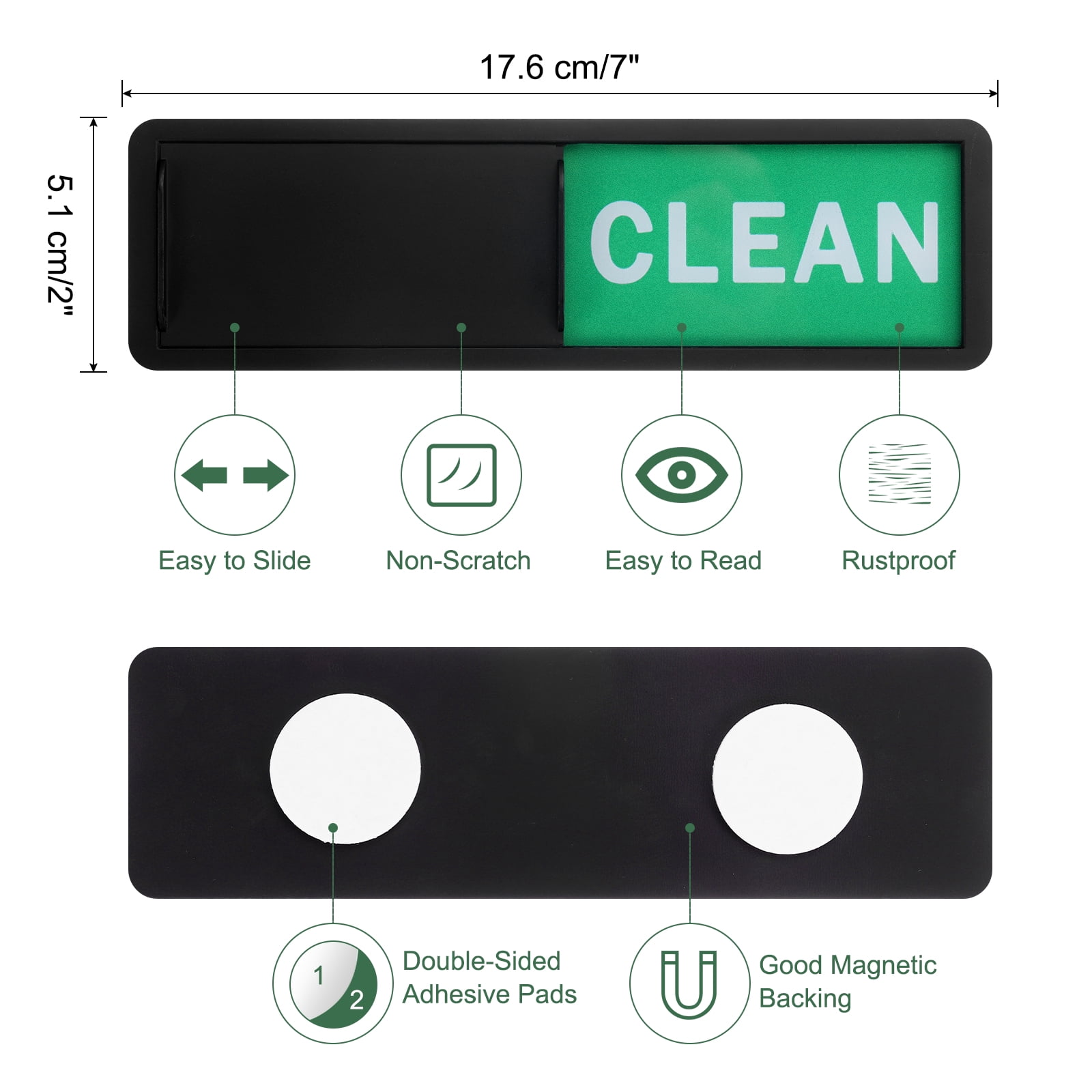 Unique Bargains Dishwasher Magnet Clean Dirty Sign Red/Green Sign Black