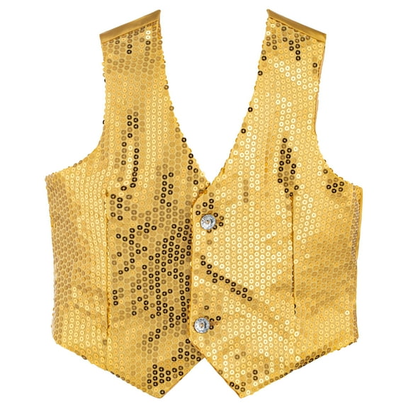 Dress Up America Gold Sequin Vest - Adults Shiny Dance Vest - Party Costume for Men and Women