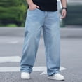 thumbnail image 4 of JTSRKL Mens Big & Tall Denim Bottoms Elastic Waist Button Pocket Classic Jeans Loose Relaxed Loose Fit Casual Versatile Trousers, 4 of 8