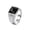 Black, variant on Men's Square Gemstone Signet Ring Grooved Thumb Band Silver Size 13
