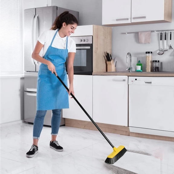 51.6" Long Handle Soft Bristle Push Broom 12.2" Wide for Bathroom Kitchen Patio Garage Tile Deck