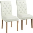 thumbnail image 1 of FullFurnique Chaises de Salle à Manger Rembourrées avec patins Réglables, Lot de 2, Beige, 1 of 8