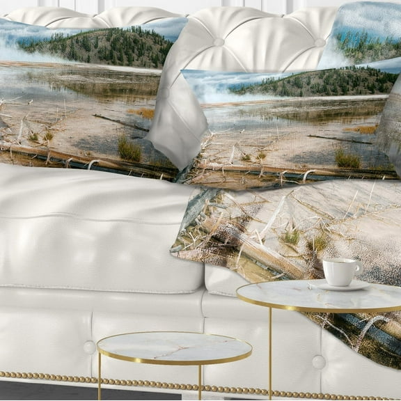 Designart Grand Prismatic Spring - Landscape Photography Throw Pillow - 12x20