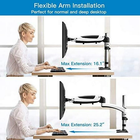 Dual Monitor Mount Full Motion Stand Height Adjustable Computer Arm With Gas Spring C Clamp Cable Management For Two 13 To 27 Inch Lcd Screens Canada Dual Monitor Mount Full Motion, Computer Monitor Extension Arm
