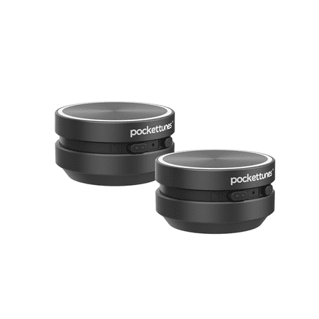 PocketTunes Bone Conduction Instant Mini Speakers with Bluetooth Wireless Technology, Pack of 2 (Black)