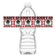 Baby Q Waterproof Bottle Labels - 20 Bottle Labels - Baby Q Party Decorations - Baby Q Party Supplies - Picnic Baby Shower Decorations - Bottle