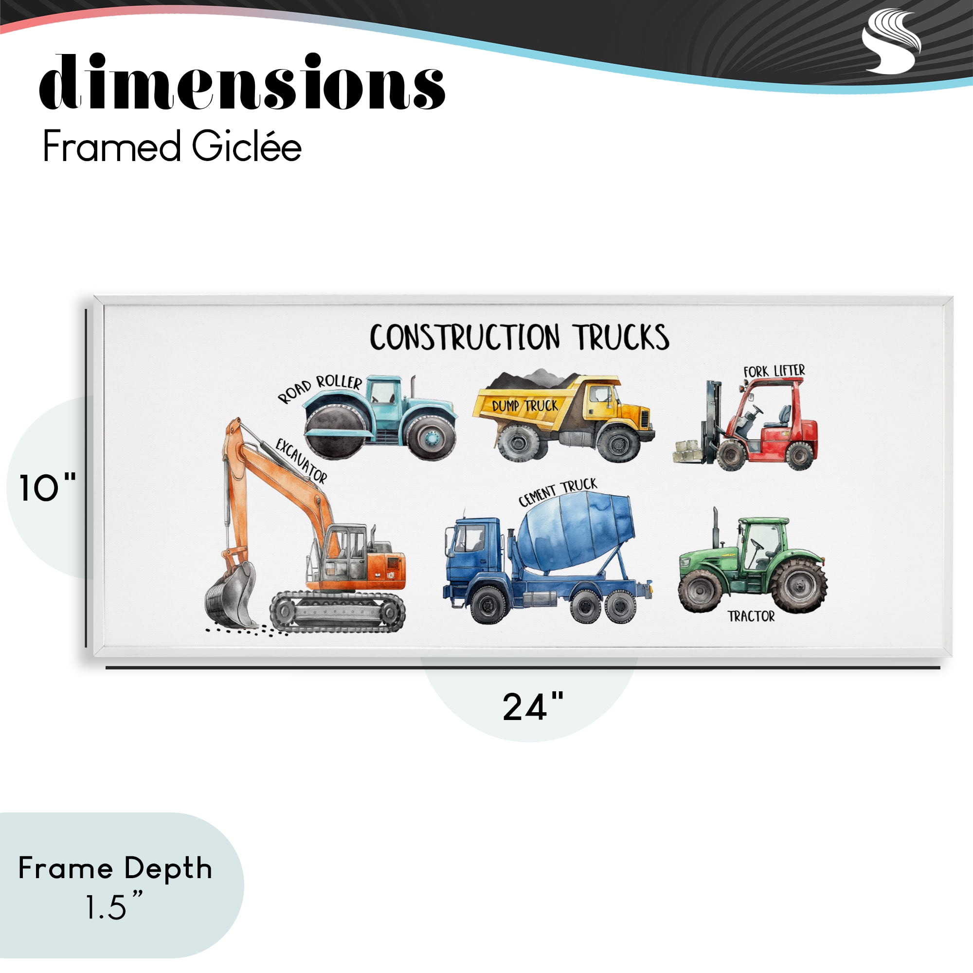 Stupell Industries Industrial Construction Trucks White Framed Giclee Art, design by Christine Simpson Art