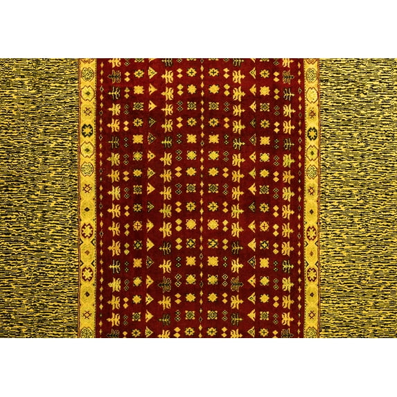 Ahgly Company Indoor Rectangle Abstract Yellow Modern Area Rugs, 5' x 7'