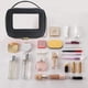 thumbnail image 5 of Bolsa de maquillaje de viaje portátil para mujer, bolsa de maquillaje de cuero con ventanas transparentes y cremallera dorada, 5 of 5
