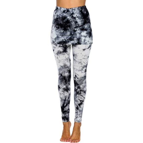 White Mark Women's Tie Dye Skirted Leggings