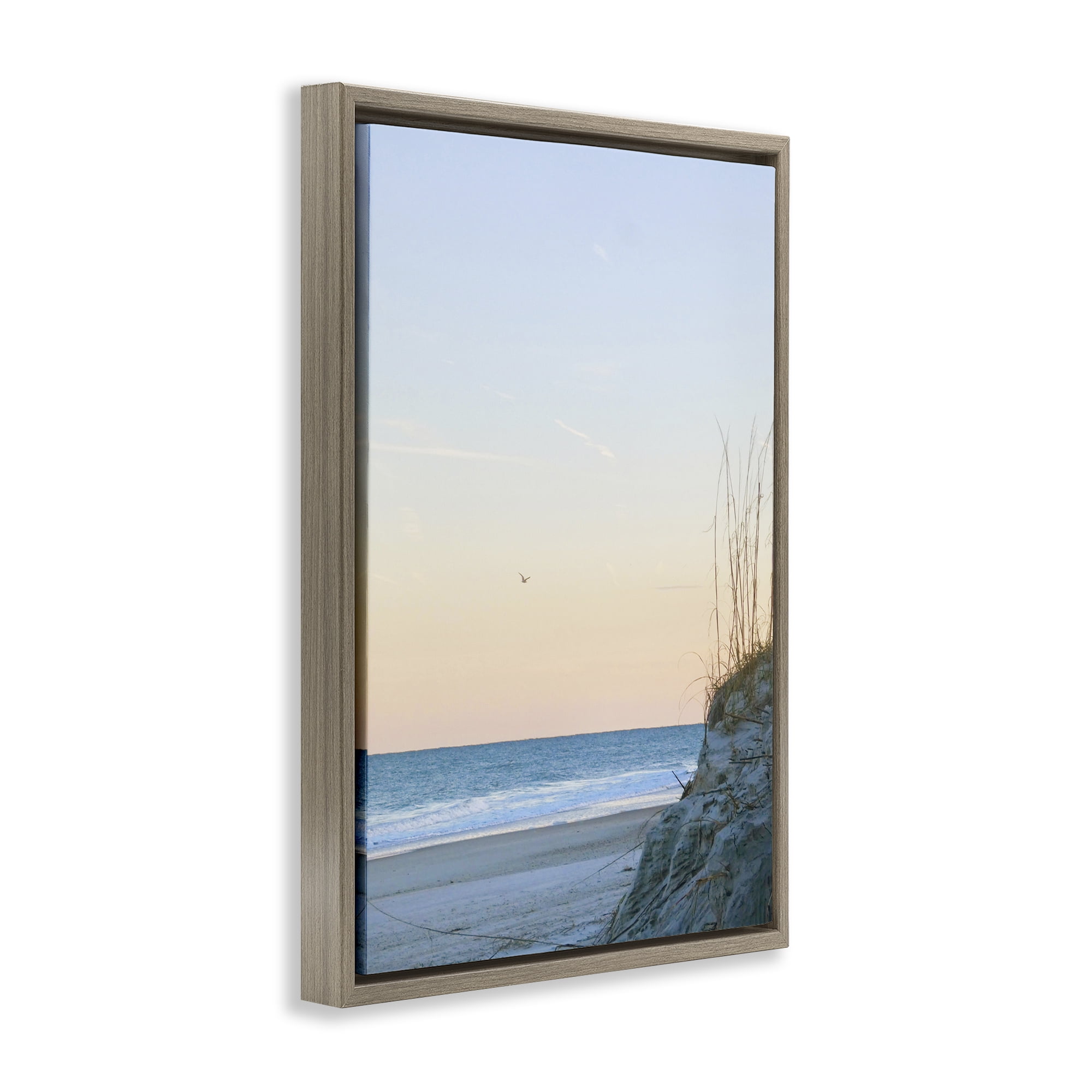 Stupell Industries Serene Beach Sunset Landscape Photography Brown Floater Framed Canvas Art Print Wall Art, 21 x 31
