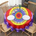 thumbnail image 3 of Rainbow Tie Dye Mandala Pattern Round Tablecloth 60"x60",Wrinkle Wipeable Table Cloth for Kitchen Dining Room Picnic Patio Party, 3 of 6