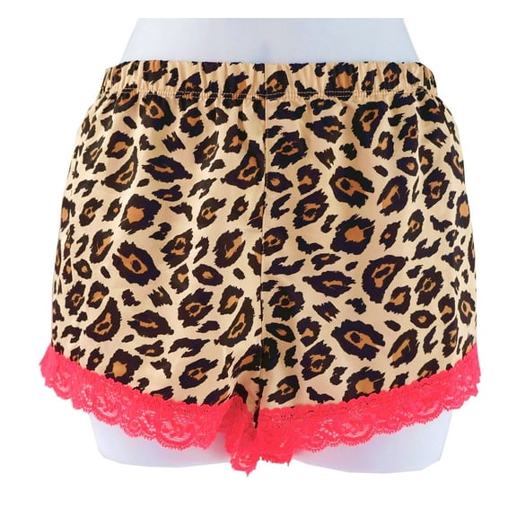 Material Girl Leopard Satin Lace Tap Shorts Sleepwear Women's Medium