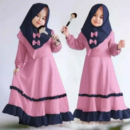 

Hunpta Abaya Clothing Kid Dress Muslim Baby Ramadan Dubai Toddler Girl Robe Traditional Girls Outfits&Set