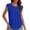Blue, variant on Women's Pleated Tops Cap Sleeve Curved Keyhole Back Casual Round Neck Basic Chiffon Blouse