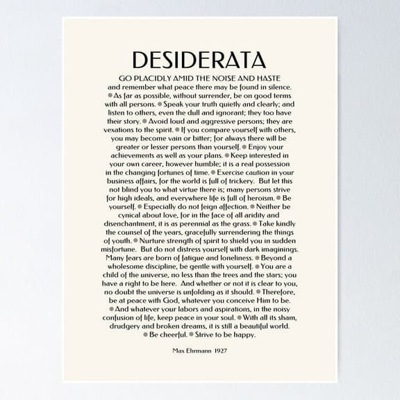 Desiderata Wisdom Poster- Unframed Poster | Wall Art | Perfect For Home Decor & Gifts, 8x12