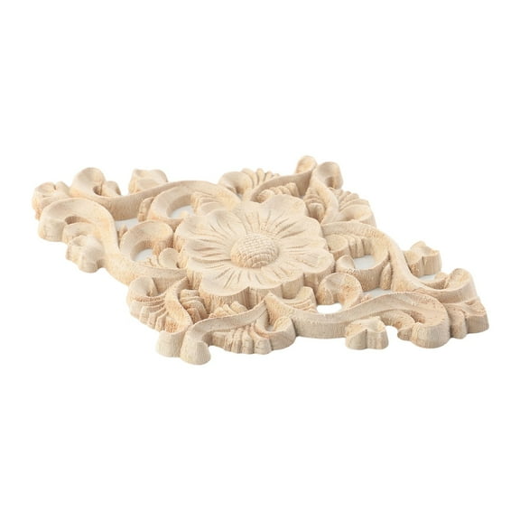 Girlsshop Door Cabinets Wood Applique European Wood Carving Onlay Applique Home Decor,15*10.5cm