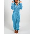 thumbnail image 6 of KelaJuan Women Thick Plush Sleeping Romper with Bear Ear Hat, Long Sleeve Zipper Hooded Jumpsuit for Autumn, Winter, 6 of 6