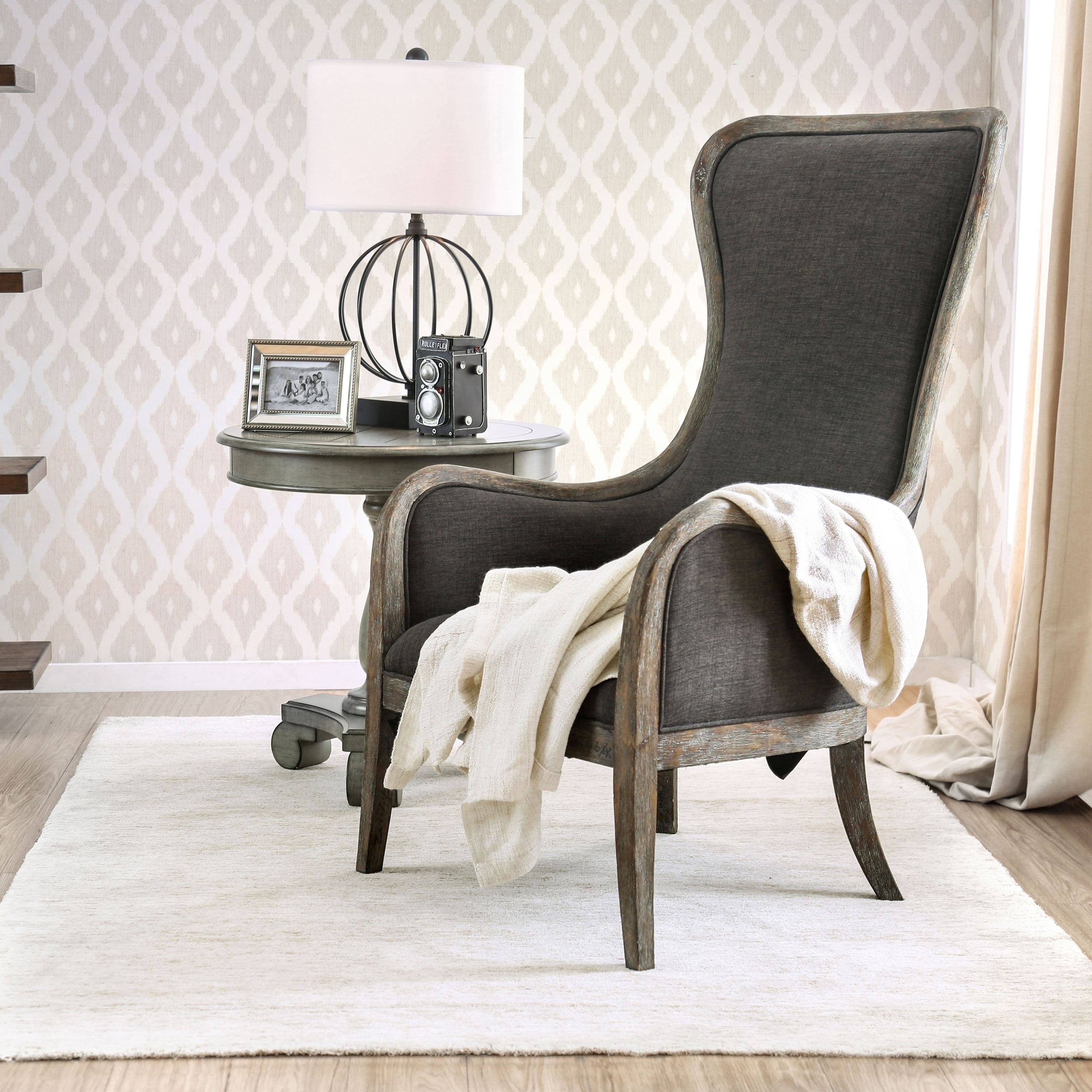 Furniture of America Lysa Grey Wingback Accent Chair - Walmart.com
