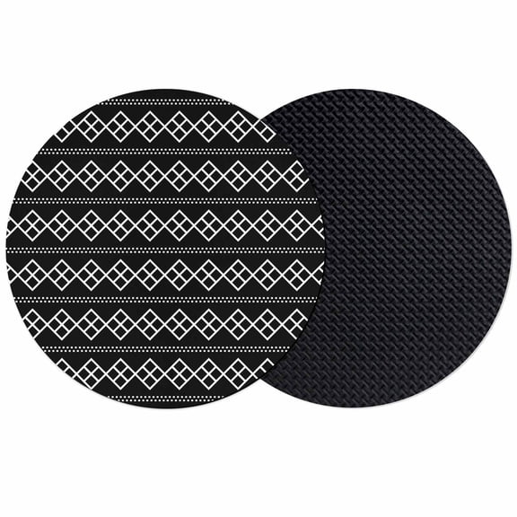 Black Boho Coasters Set of 2, Absorbent Coasters for Drinks, Vintage Ethnic Tribe Abstract Art Geometric Coaster for Desk Coffee Table Protection, Home Decor House Warming Gifts 4"