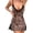 Coffee, variant on PMVFHDE Women's Leopard Print Lace Trim V Neck Chemise with Side Slit Sleep Dress Lingerie Pajamas for Women
