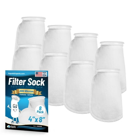 Aquatic Experts Felt Filter Socks 4 inch Ring 200 Micron - Short, 8-Pack,, 4'' x 8''