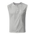 thumbnail image 4 of Men's Waffle Knit Henley Tank Top, Button Front with Chest Pocket, Breathable Sleeveless Shirt for Gym, Workouts and Muscle Fit Casual Wear, Big and Tall Sizes S-3XL Gray, 4 of 9