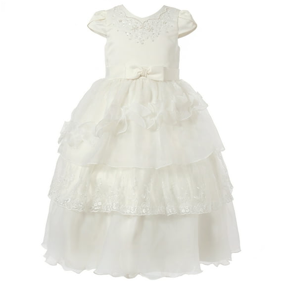 Richie House Girls' Layered Dress with Embroidery RH1386
