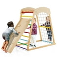 thumbnail image 1 of Costway 6-in-1 Wood Jungle Gym Montessori Climbing Play Set with Double-sided Ramp Colorful, 1 of 9