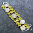 thumbnail image 2 of Natural Biwa Pearl, Citrine Gemstone 925 Sterling Silver Bracelet 7-8", 2 of 2