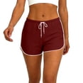 thumbnail image 4 of hlysgo Womens Leggings Shorts High Elastic Waist Lightweight Drawstring Tight 3 Inch Inseam Pajama Sleeping Short Wine,M, 4 of 5