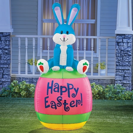 Collections Etc Inflatable Happy Easter Bunny Yard Decoration