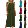 thumbnail image 6 of aohooy Summer Dresses for Women 2026 Maxi Tank Dresses Crew Neck Empire Waist Long Flowy Pleated A Line Sleeveless Sundresses Hot Pink,XL, 6 of 6