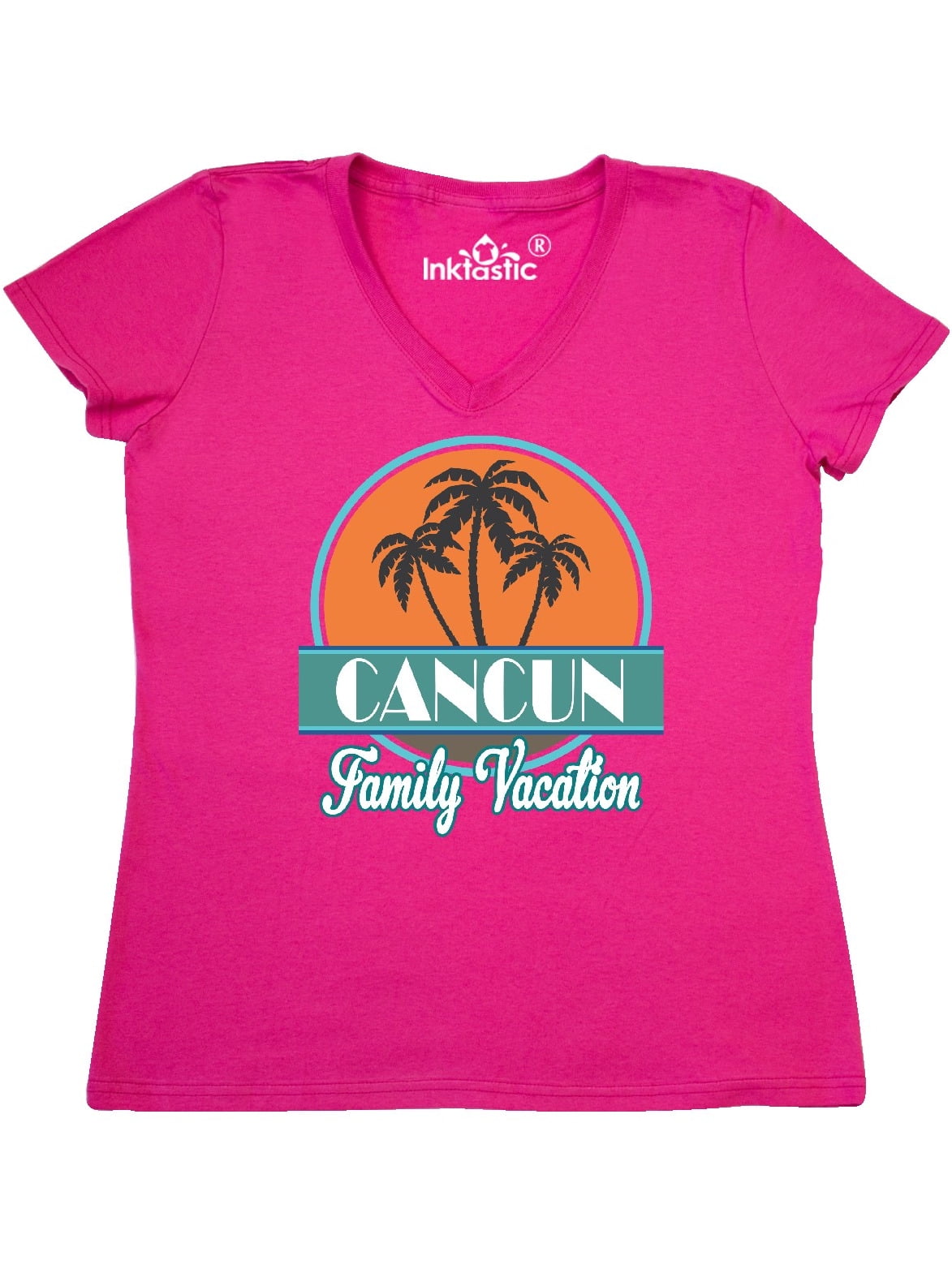 Inktastic Cancun Family Vacation Matching Women's V-Neck T-Shirt ...