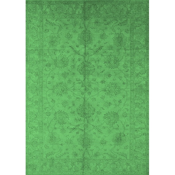Ahgly Company Indoor Rectangle Oriental Emerald Green Industrial Area Rugs, 2' x 5'