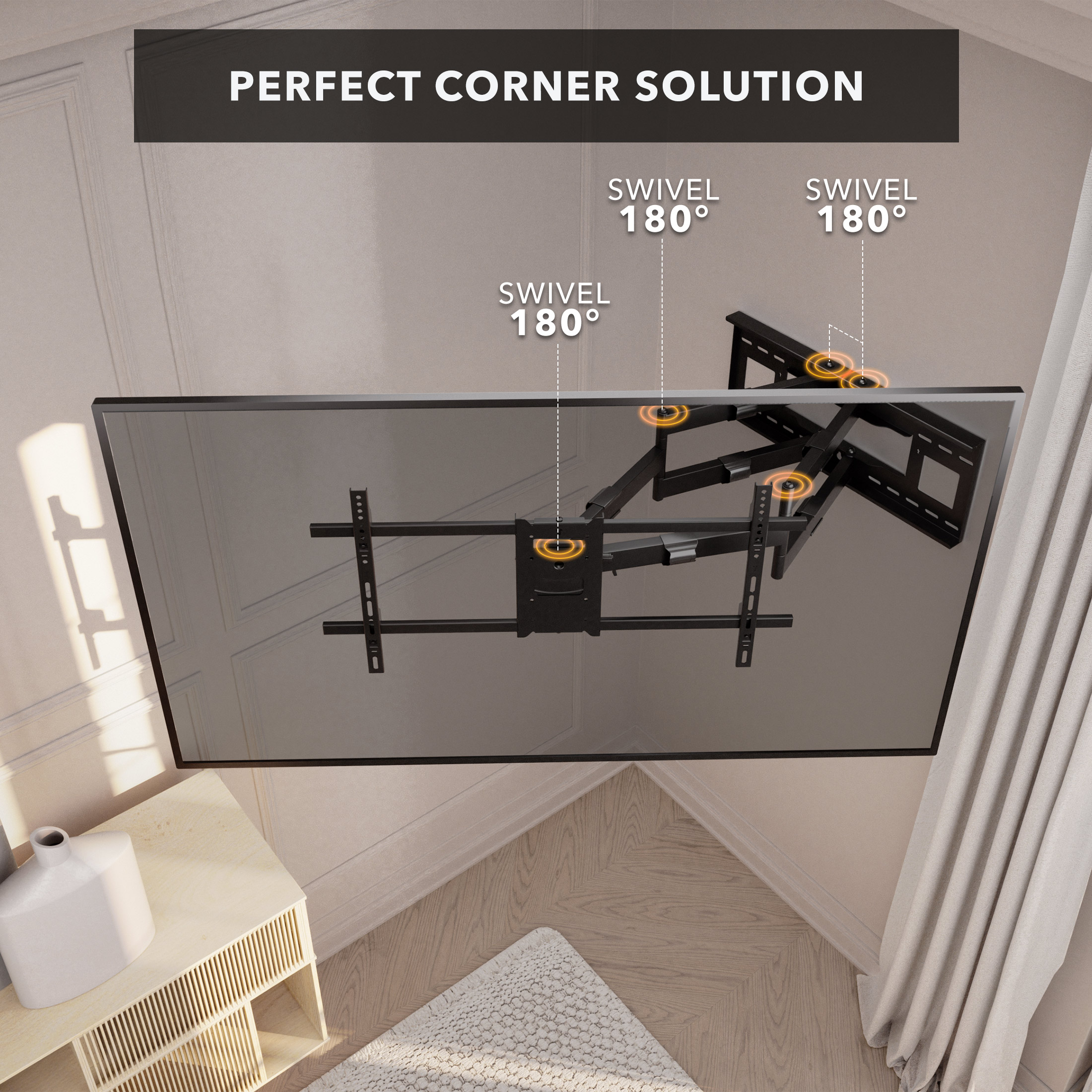 Mount-It! Full Motion Dual Arm TV Wall Mount with Extra Long 36" Extension , Fits 40" to 90" Tv's, Capacity 176 Lbs.