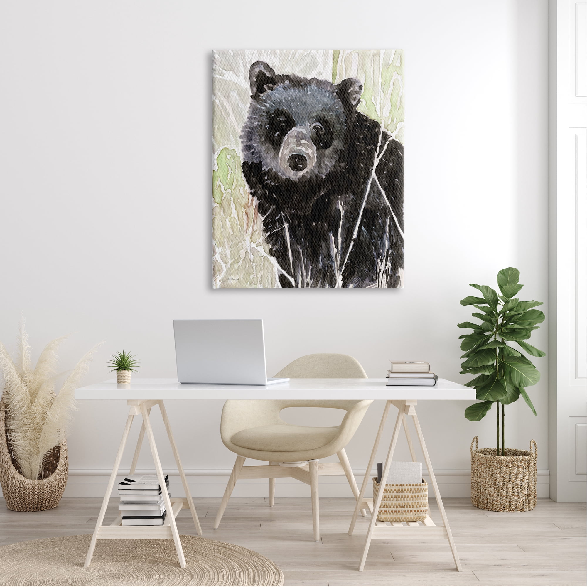 Stupell Industries Painterly Black Bear Abstract Forest Foliage Canvas Wall Art, 36 x 48, Design by Stellar Design Studio