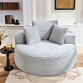 thumbnail image 2 of Aukfa Oversized Round Chaise Longue Chair Indoor, 56-inch Upholstered Corduroy Deep Seat Circle Cloud Sofa Chair, Gray, 2 of 8