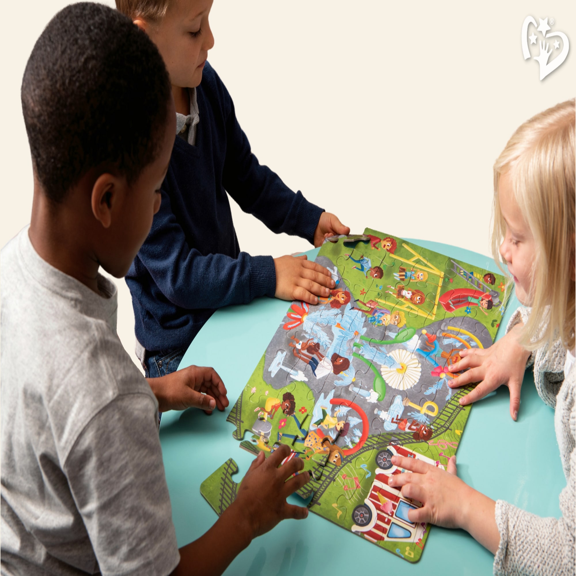 Little Likes Kids - Splash Park Jumbo Puzzle, 48 Pieces, Beginner Jigsaw Floor Puzzle with Multicultural Family Children Preschoolers at Play, Age 4-8